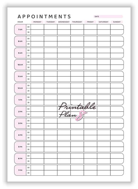 Appointment book template