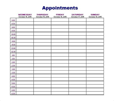 Appointment Schedule Template