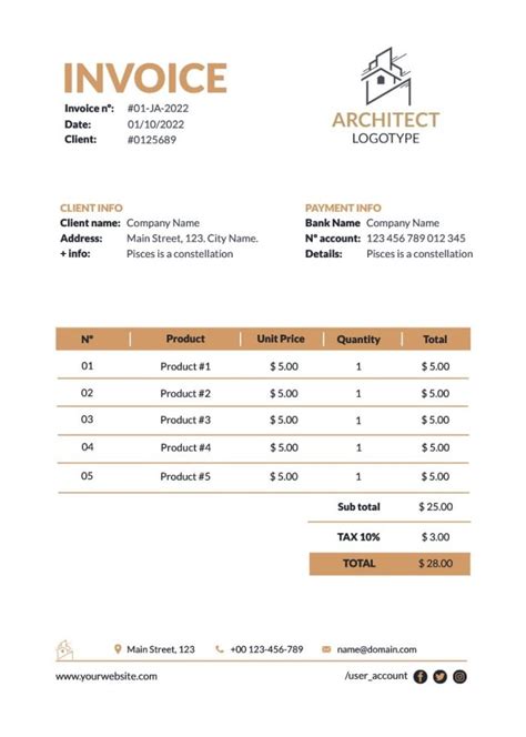 Architect Invoice Template 10