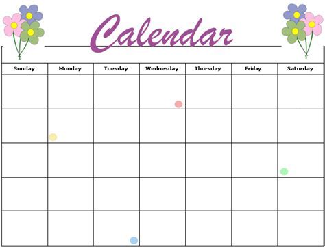 Art calendar template