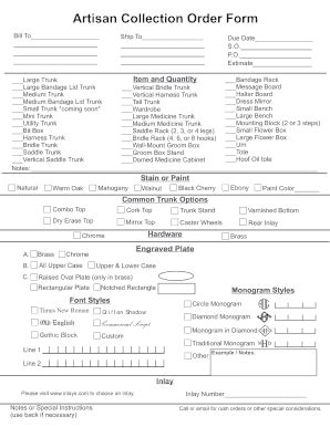 Artisan Order Forms