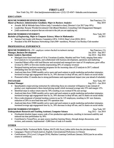 ATS Resume Template Example