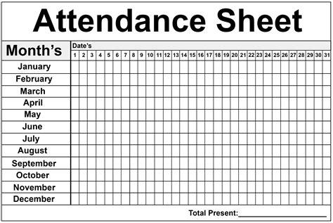 Attendance Calendar Template