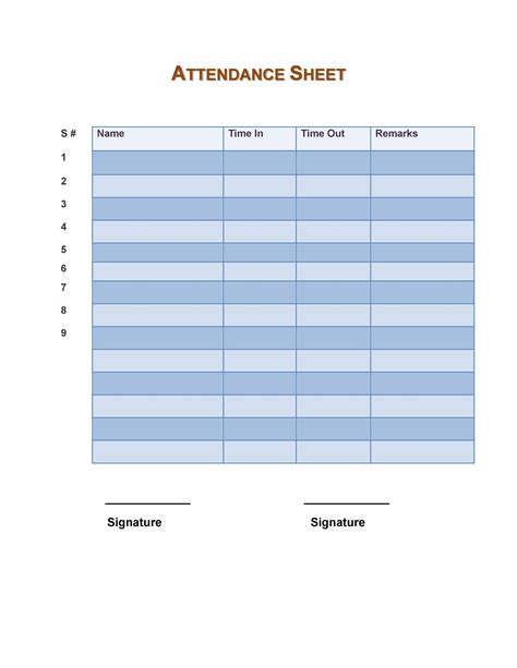 Attendance Sheets Examples