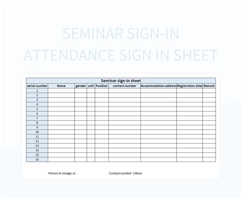 Attendance Sheets for Seminars