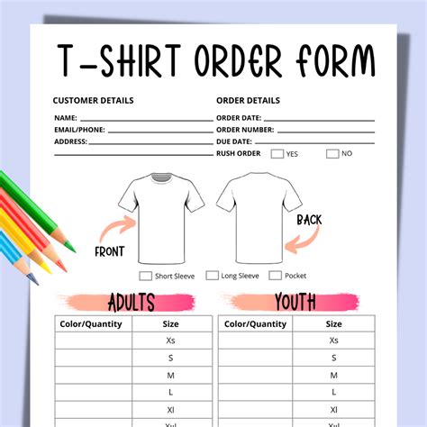 Description of Automated T-Shirt Order Forms