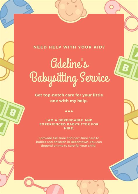 Babysitter Flyer Template 1