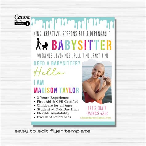 Babysitter Flyer Template 3