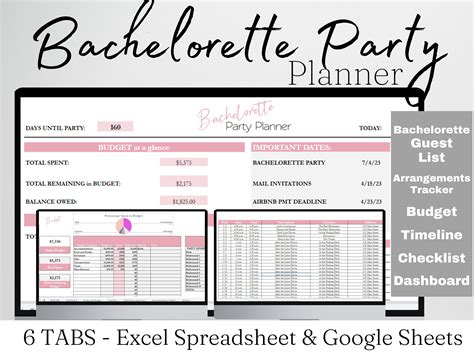 Bachelorette Party Spreadsheet Template