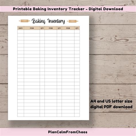 Bake Sale Inventory Sheet Example