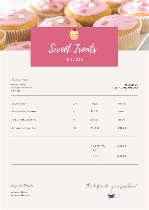 Custom Bakery Invoice Design Ideas