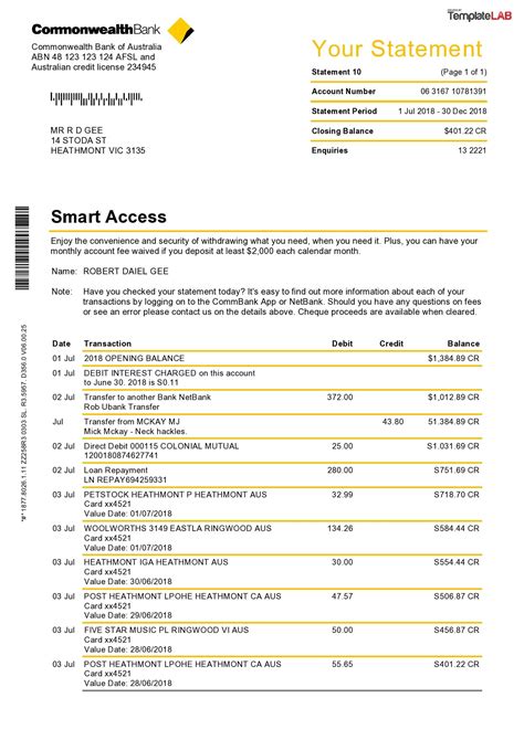 Bank Statement Template Benefits