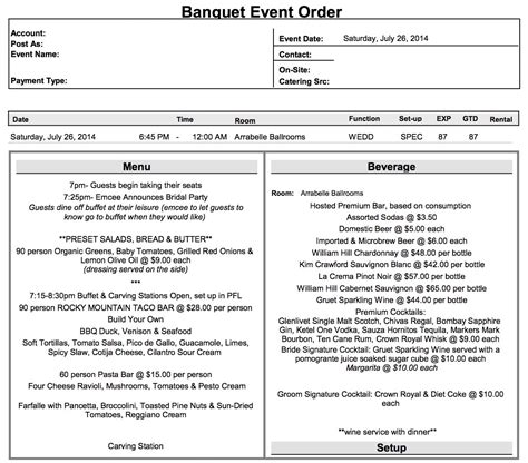 Banquet Event Order Template 1