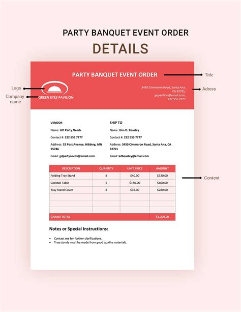 Banquet Event Order Template 10