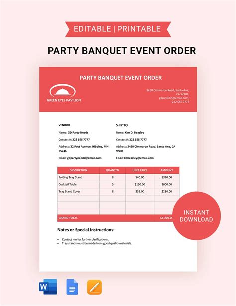 Banquet Event Order Template 4