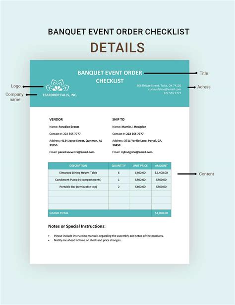 Banquet Event Order Template 6