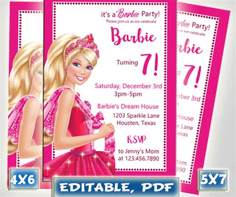 Barbie Birthday Invitation Templates