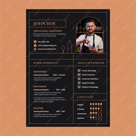 Bartender CV Template Word