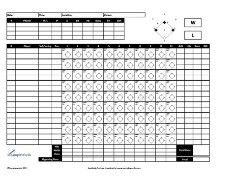 Baseball Scoresheet Example 5