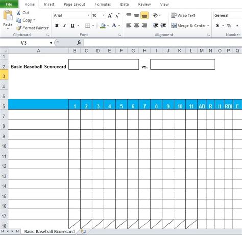 Baseball Stat Template Templates