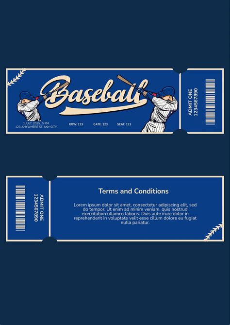 Baseball Ticket Template Example