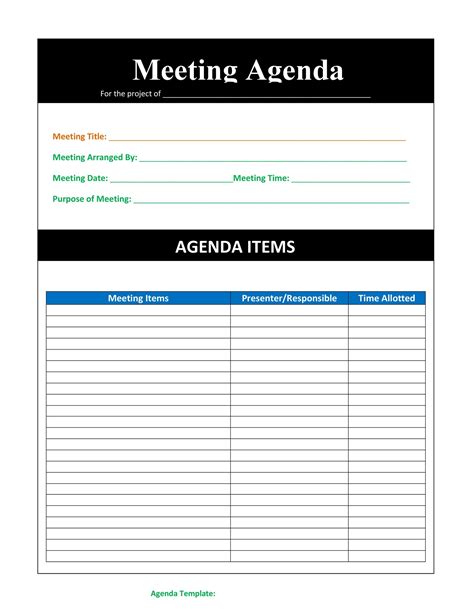 Basic Meeting Agenda Template