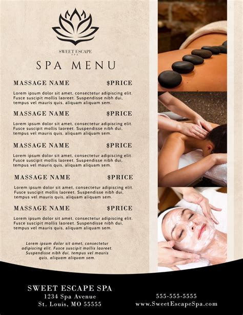 Basic Spa Menu Template