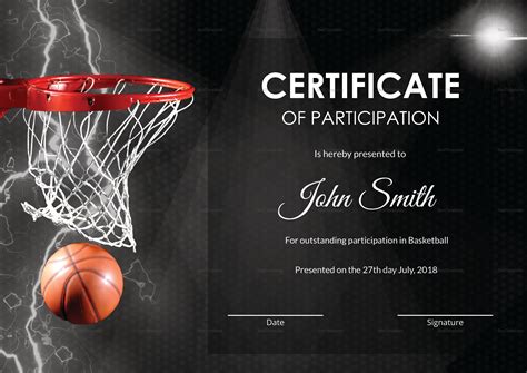 Basketball Participation Award Templates