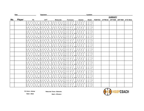 Basketball Player Stat Sheet Example