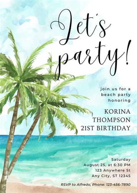 Beach Party Invitation Template