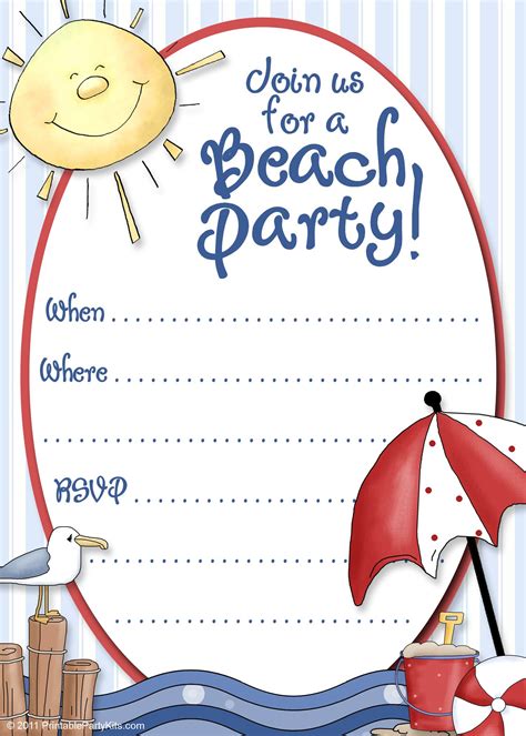 Beach Party Templates for Kids