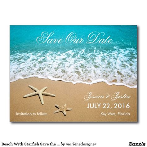 Beach postcard wedding invitations