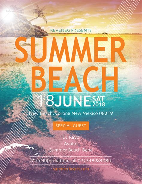 Beach Themed Flyer Template Design Example 1