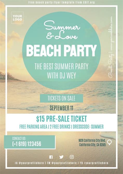 Beach Themed Flyer Template Design Example 3