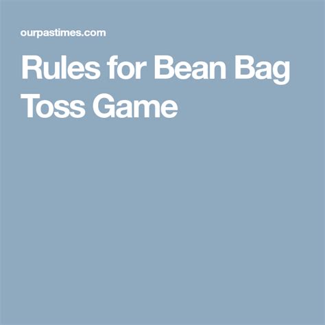 Bean Bag Toss Game Rules