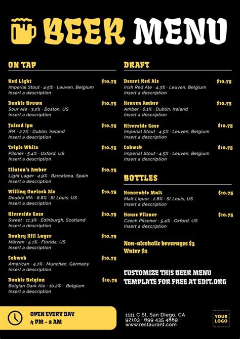 Beer List Template