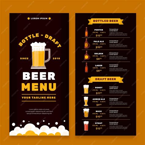 beer menu templates