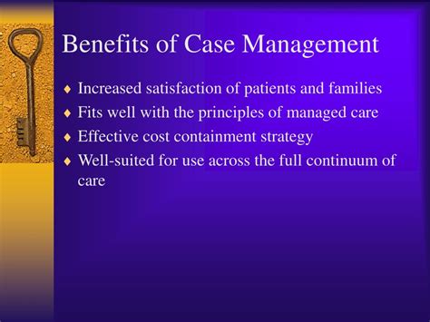 Description of Benefits of Case Management