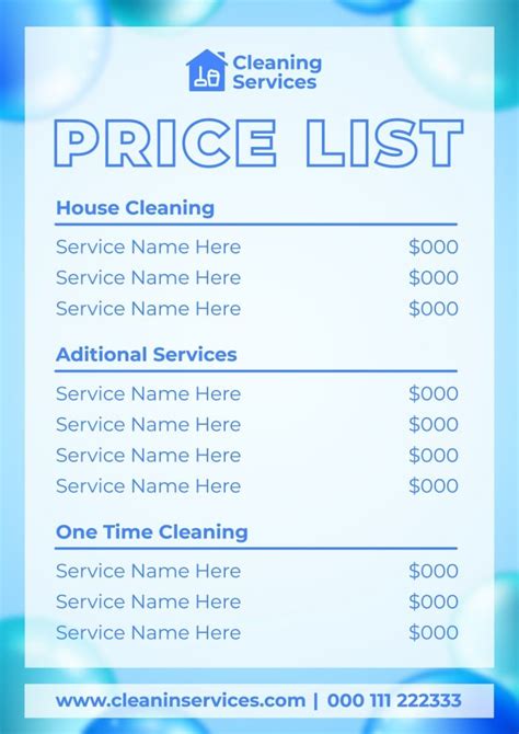 Benefits of Using a Cleaning Price List Template