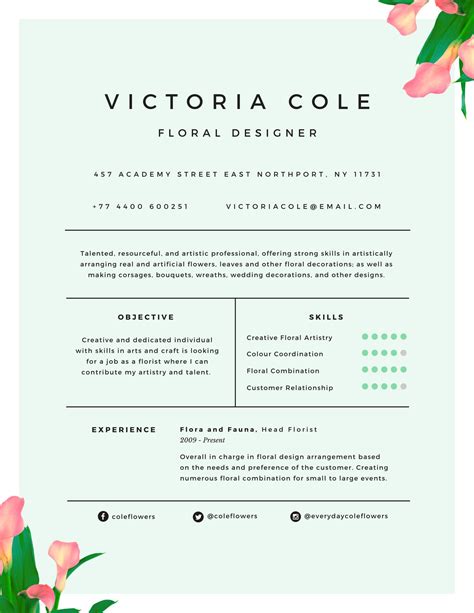 Benefits of Floral Resume Template