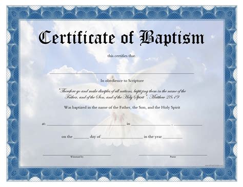 Benefits of Free Printable Baptism Certificates