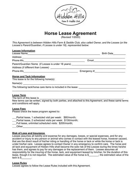 Benefits of Horse Lease Agreement