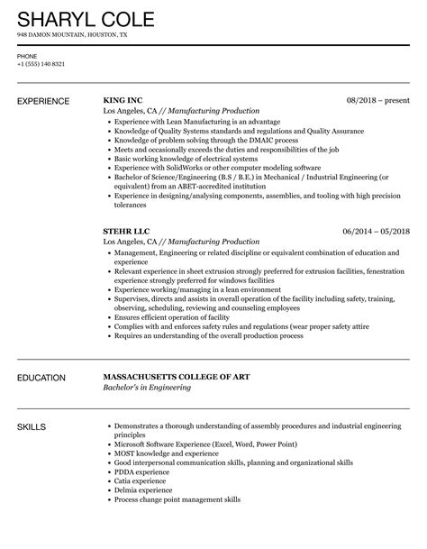 Benefits of Manufacturing Resume Templates