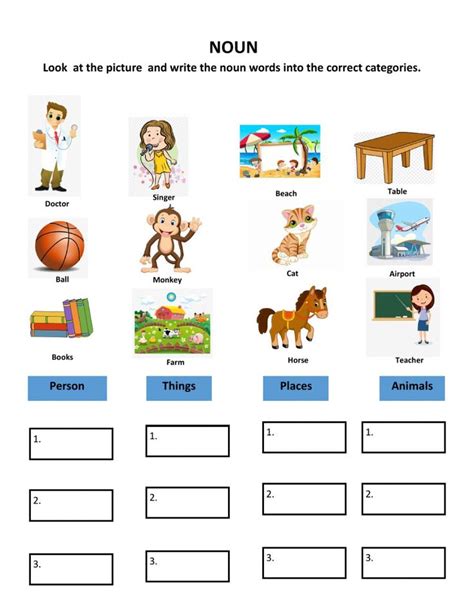 Benefits of using noun worksheets