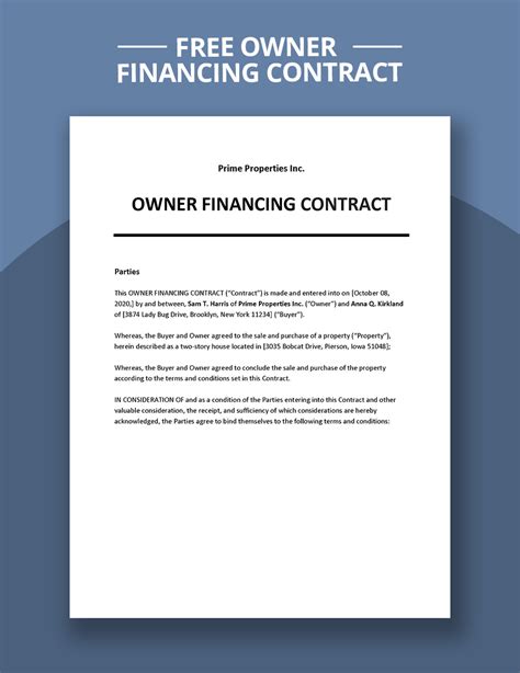 Benefits of Owner Financing Contract Template