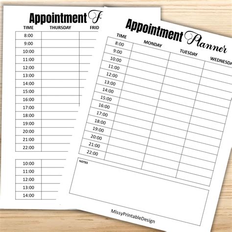 Benefits of using a printable appointment sheet template