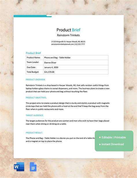 Benefits of Product Brief Templates