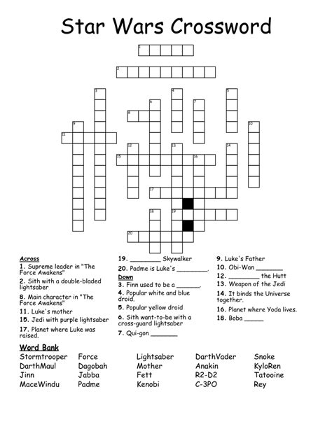 Benefits of Star Wars Crossword Puzzles