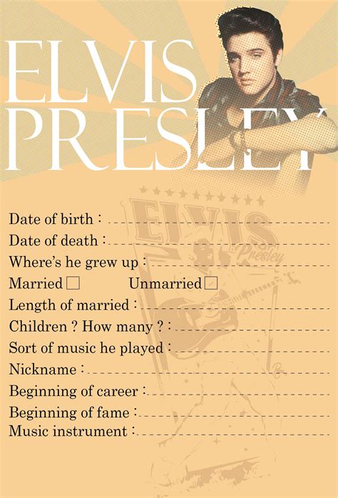 Benefits of Using Elvis Presley Free Printable Worksheets