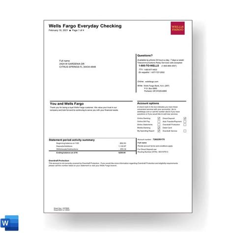 Benefits of Using a Wells Fargo Editable Bank Statement Template